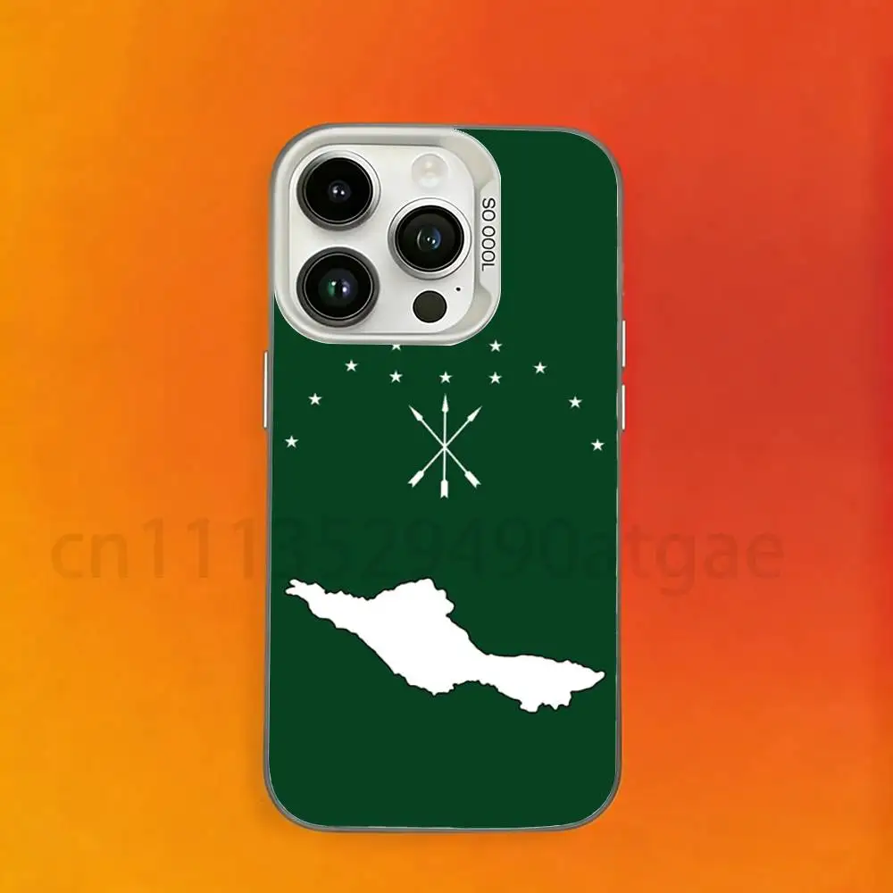 Фото Чехол для телефона с флагом Адиджейского Circassian для iPhone 17, 16, 15, 14, 13, 12, 11, Pro, Max, Plus, Mini, матовый противоударный чехол Candy №3