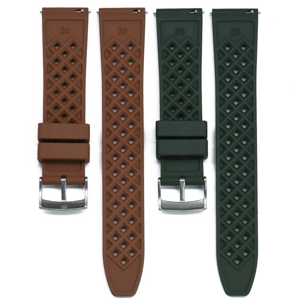 New Designed Honeycomb Fluorine Rubber Watch Strap 18mm 20mm 22mm Quick Release FKM Watchbands