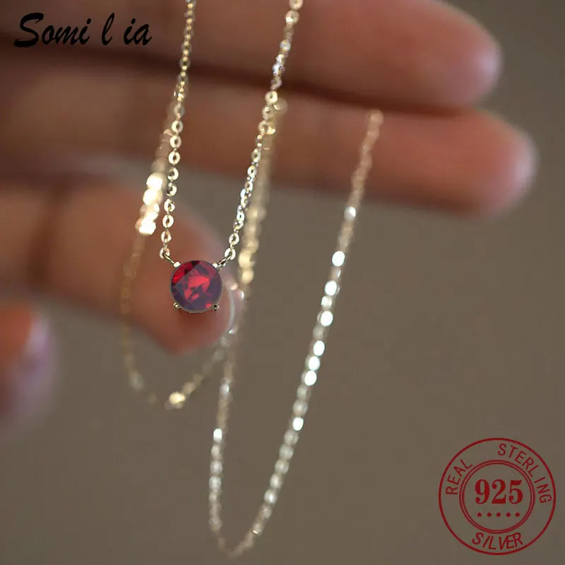 

SOMILIA 6 Color Fashion S925 Pure silver 18k gold pendant Multi-functional single diamond necklace with 4 claws Zircon necklace