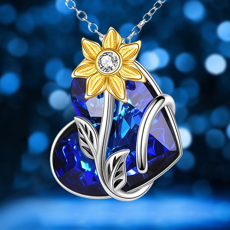 

Boutique Fashion Blue Crystal Heart Necklace Personalized Exquisite Jewelry Gift