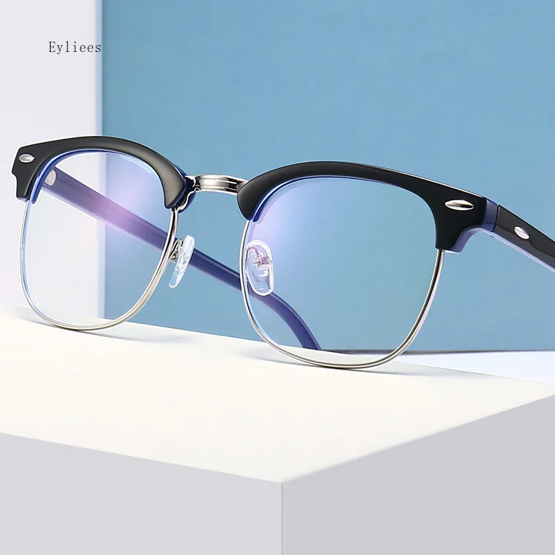 Классические полубез оправы антирадиационные очки с защитой от синего света