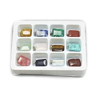5 boxes natural synthetic mixed stone pendants with stainless steel snap on bails rectangle 12pcsboxes