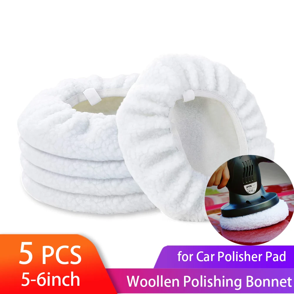 5 Packs Car Polisher Pad Bonnet 5 To 6 Inch Car Polishing Bonnet Woollen Waxing Pad for Car Polisher Polishing Pad Car Cleaning