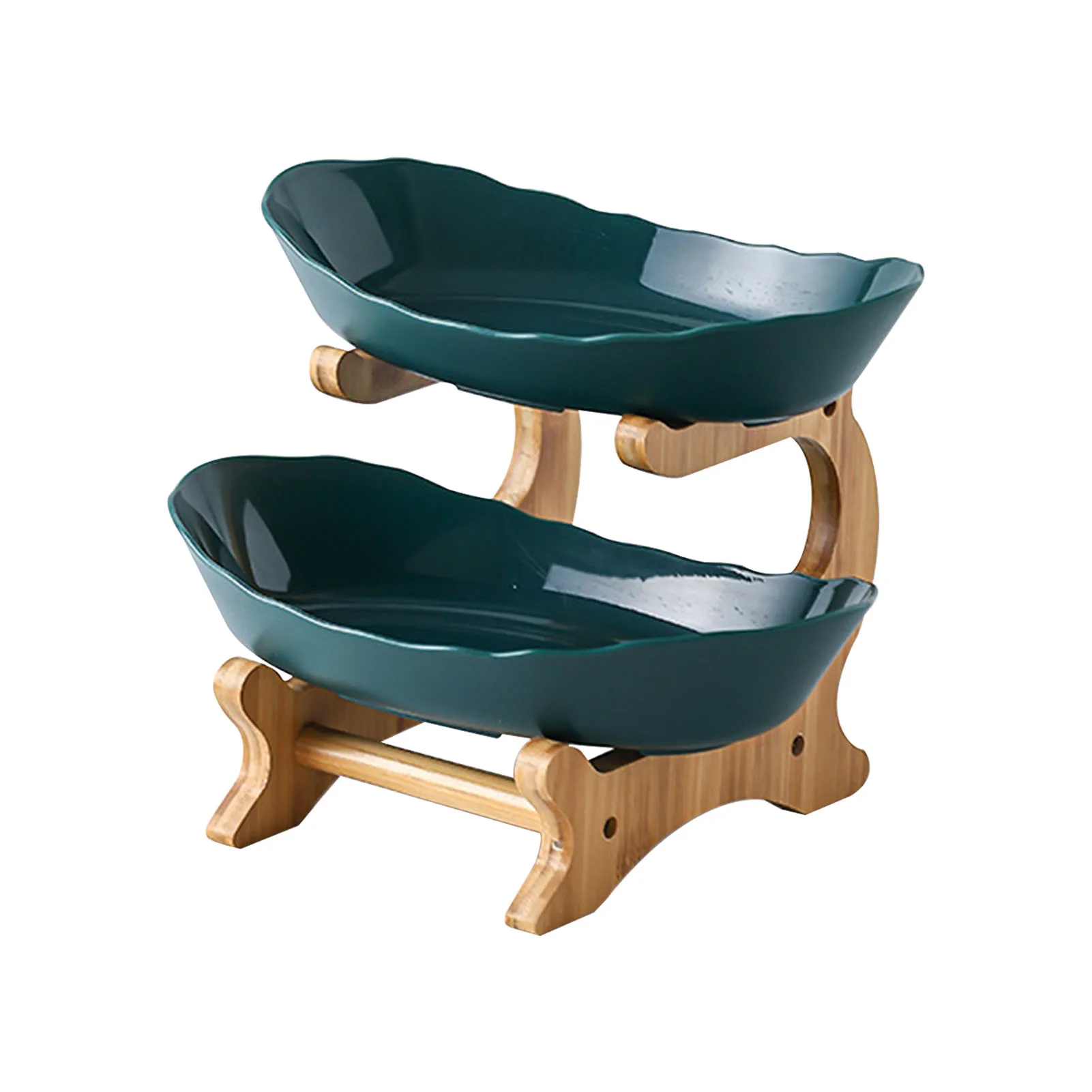 

2 Tier Office Fruit Basket For Kitchen Counter Multifunction Gifts Storage Rack With Bamboo Stand Modern Home Decoration Jewelry