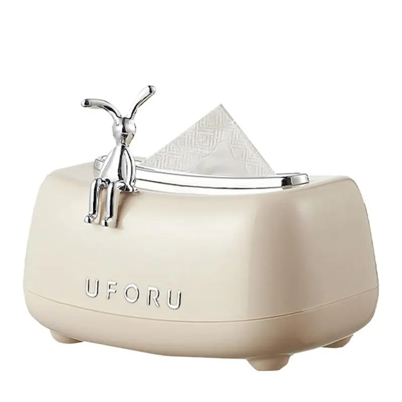 

Tissue Cover Box Napkin Dispenser Container Box With Spring Design Smooth Napkin Facial Paper Organizer Large Capacity For