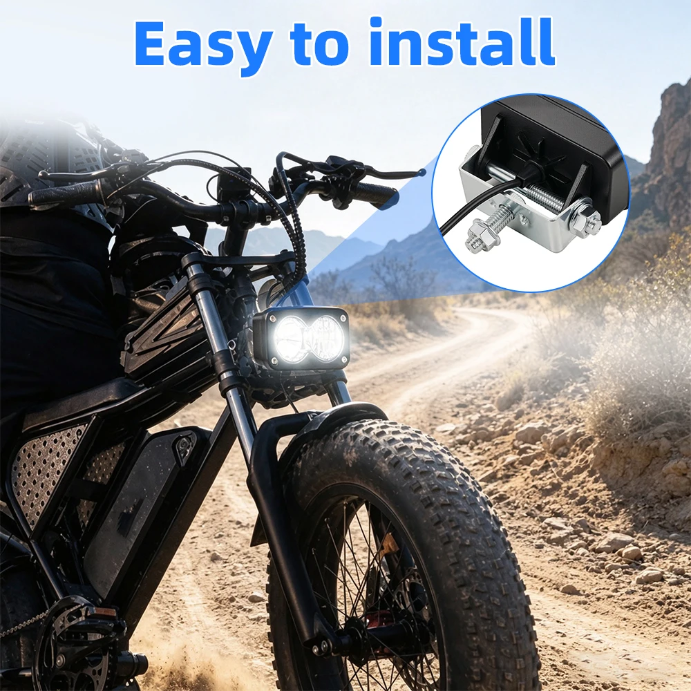3-дюймовый светодиодный прожектор для фар Ridstar Q20, водонепроницаемый, Plug N Play, белый и желтый свет, аксессуары для электровелосипедов и мотоциклов (art.: 3920dc2d2cb70) - 3920dc2d2cb70