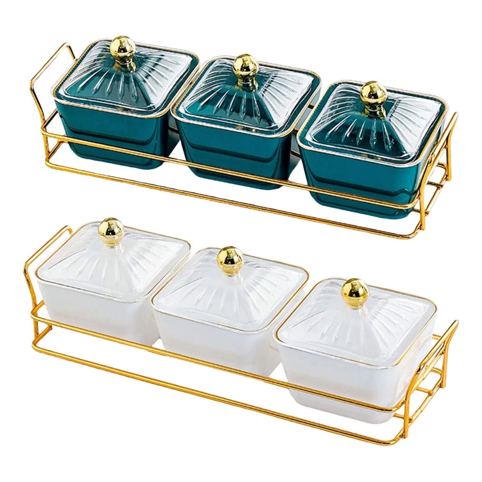 Набор сервировочных блюд для фруктовых закусок с крышками 3-х отделений поднос