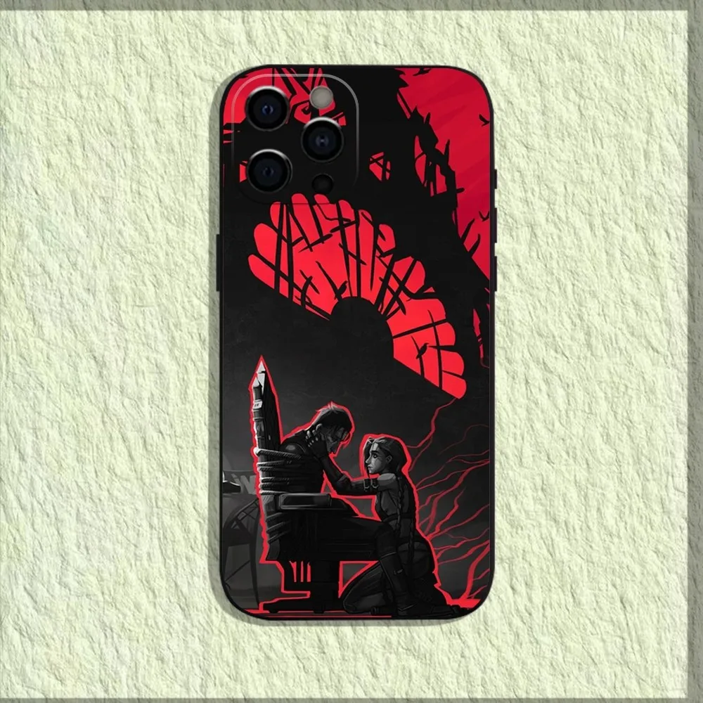 Чехол для телефона Arcane S-Silco J-Jinx iPhone 16 15 14 13 12 11 Pro X XS Max XR Plus Mini Soft Black Cover