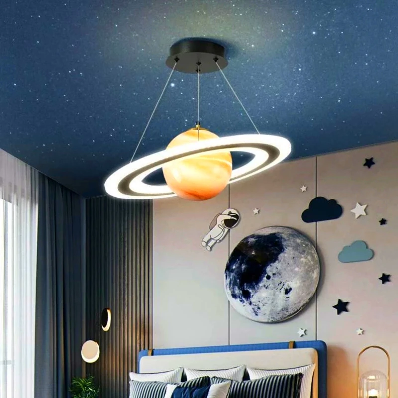 

2023 акриловая искусственная детская комната, Космическая Звезда, светодиодная Подвесная лампа, Ретро Шар Земли, домашний декор, причудливое ...