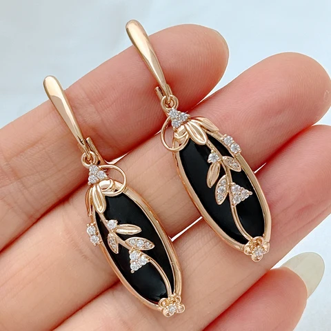 Серьги-капельки Kinel из меди с черным цирконием