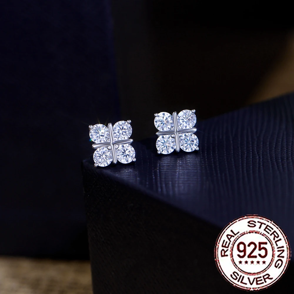 QooLady очаровательные серьги-гвоздики из стерлингового серебра 925 пробы с