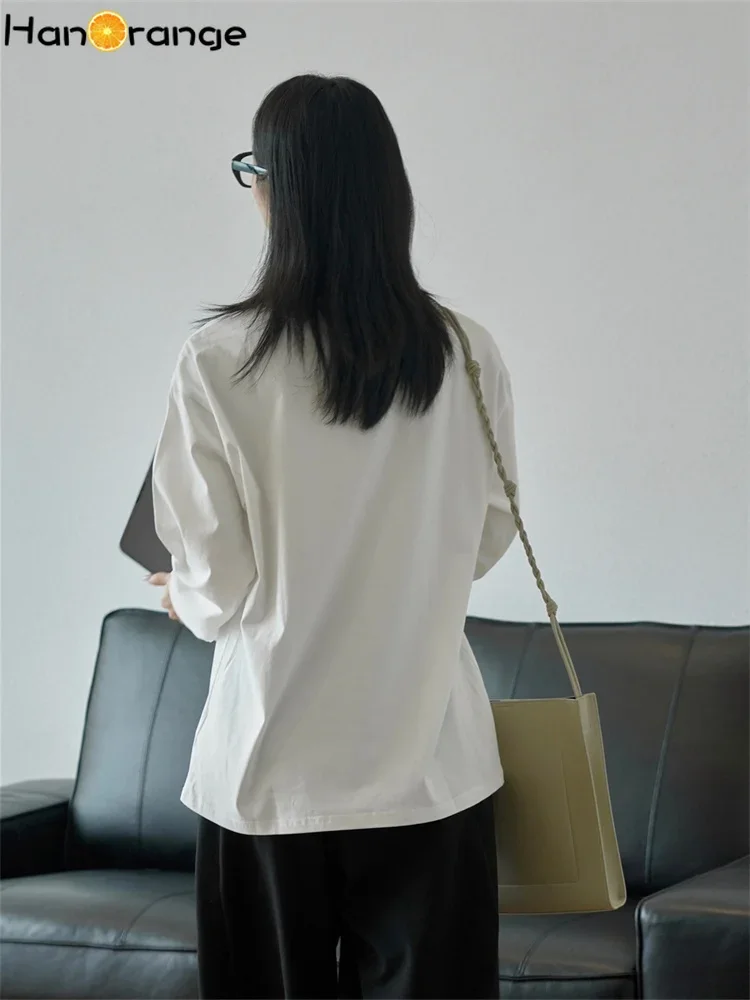 HanOrange 2024 весенне-осенняя простая базовая футболка с круглым вырезом и длинными