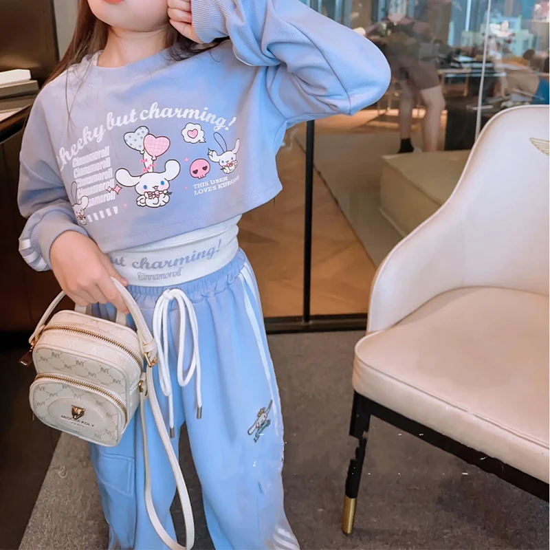 

Anime Kuromi Melody Cinnamoroll babyCinnamoroll Autumn suit Tops and pants children's clothes Two-dimensional peripheral