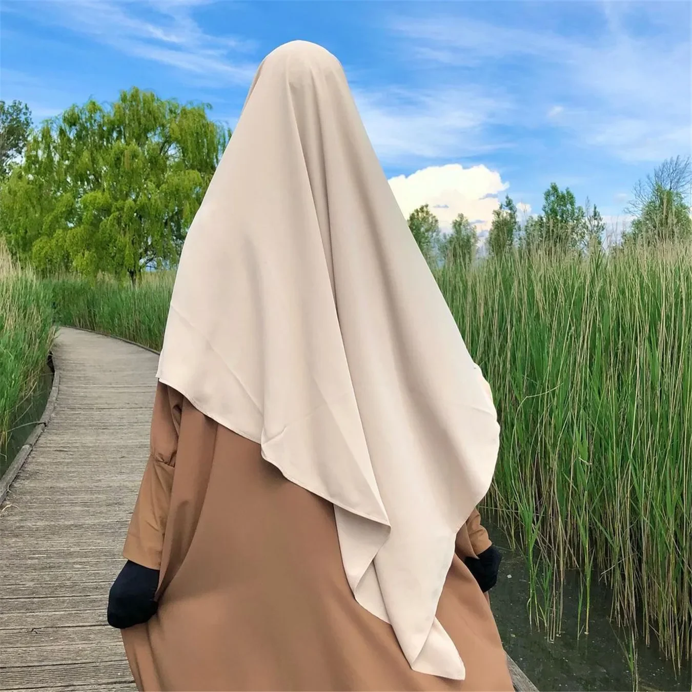 

Plain Khimar Long Hijab Muslim Women Prayer Garment Khimars Overhead Jilbab Ramadan Eid Islamic Niqab Abaya Turban Wrap Hijabs