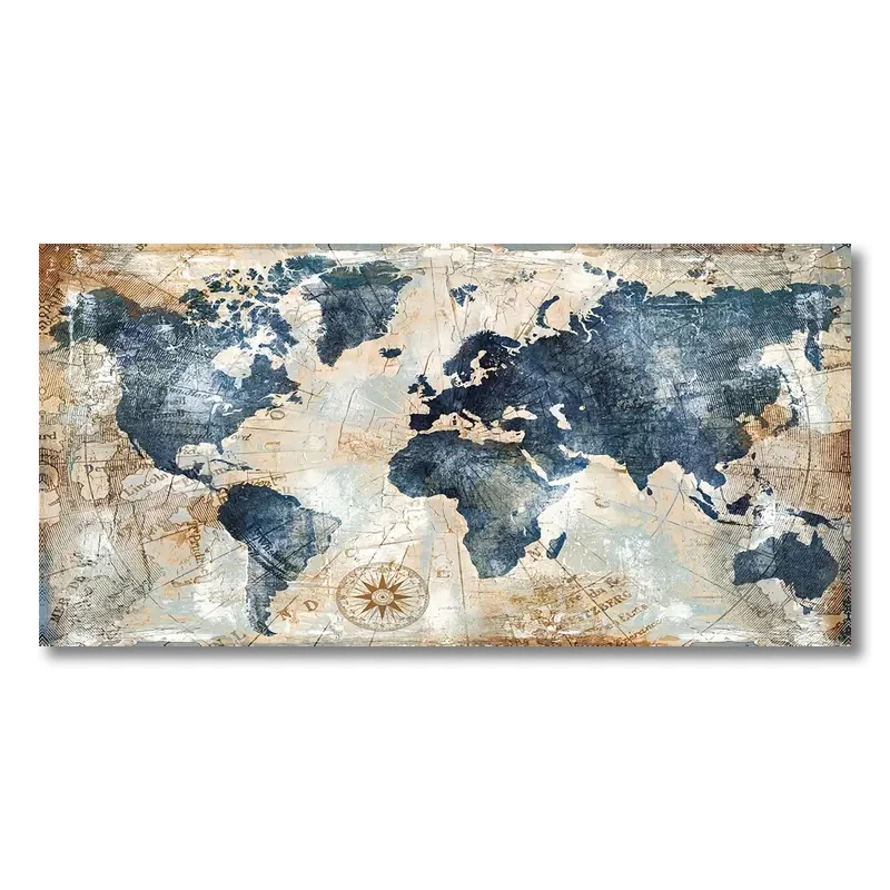 

Карта мира, печать на холсте, HALFLEMART