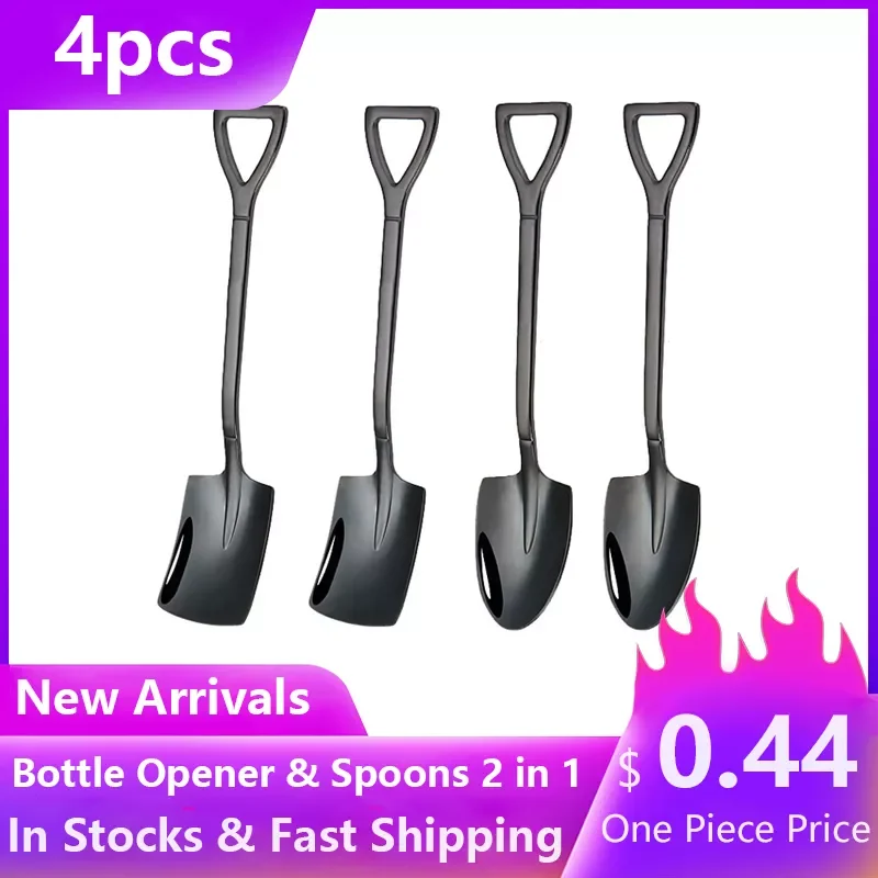 

4Pcs Stainless Steel Shovel Coffee Spoon Set Scoop Shovel Teaspoons Ice Cream Dessert Spoon Kitchen Accessories Tableware Set