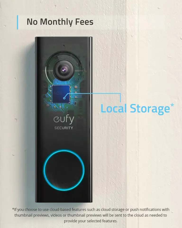 eufy Security Wi-Fi Video Doorbell 2K Resolution No Monthly Fees Local Storage Human Detection With Wi-Fi Chime enlarge