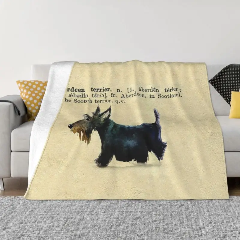 

Scottie Dog Dictionary Art Blanket Flannel Fleece Warm Scottish Terrier Throw Blankets for Office Bedroom Couch Bedspreads