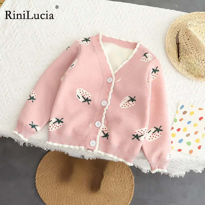 

RiniLucia Fashion Baby Girl Spring Clothes Printed Cardigan for Girl Knitted Sweater Soft Children Girl Baby Sweater Outerwear