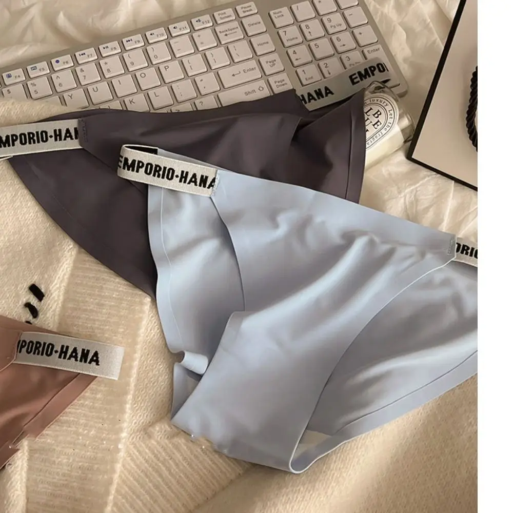 

Fashion Soft Breathable Pure Color High Split Ice Silk Panties Low Waist Ladies Panties Seamless Panties