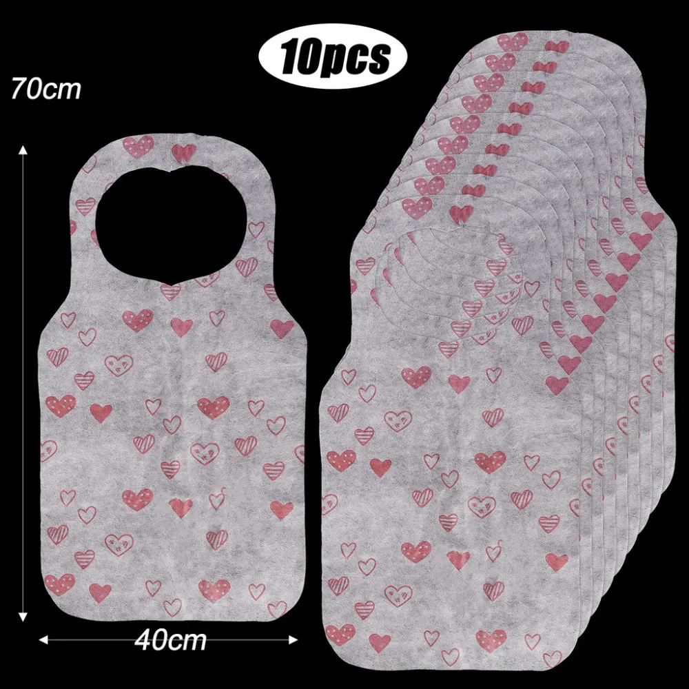 

10 шт./пакет, портативные одноразовые фартуки с принтом сердца, нетканый противообрастающий кухонный фартук, маслостойкий нагрудник, товары для дома для ресторана