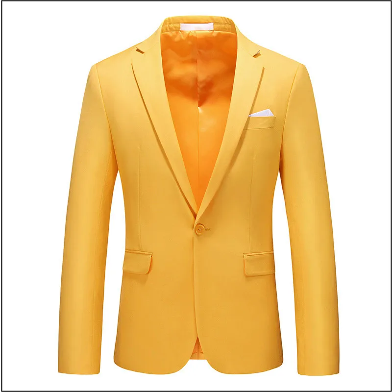 

Men Dark Yellow Blazer 2022 Spring Autumn Mens Slim Fit Business Casual Man Boutique Blazer Jacket Men's Wedding Blazers