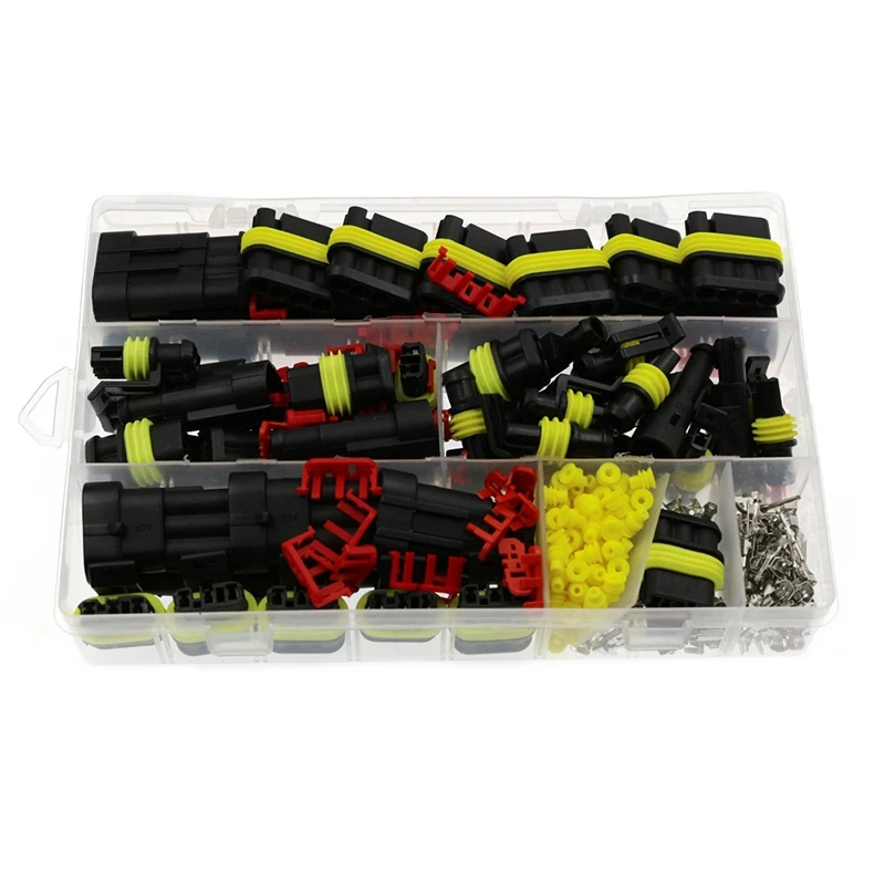 

Hot 352Pcs HID Waterproof Connectors 1/2/3/4 Pin 26 Sets Car Electrical Wire Connector Plug Truck Harness 12A