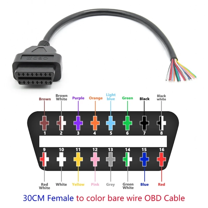 Автомобильный диагностический кабель 16 цветов провод удобный папа-мама 30 см D0UC
