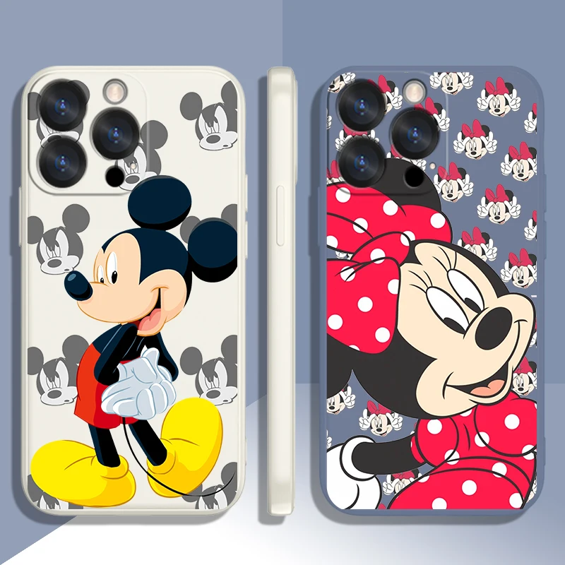 

Disney Mickey Mouse Anime Case For Apple iPhone 14 13 12 Mini 11 Pro XS MAX XR X 8 7 SE Plus Liquid Rope Phone Cover Core Coque