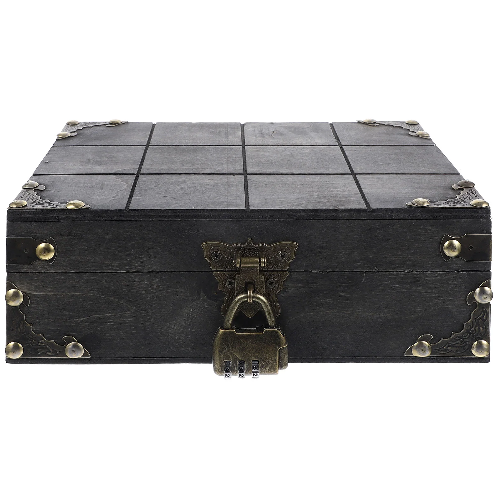 

Vintage Wooden Storage Case Sundries Holder Bracelets Storage Box with Coded Lock