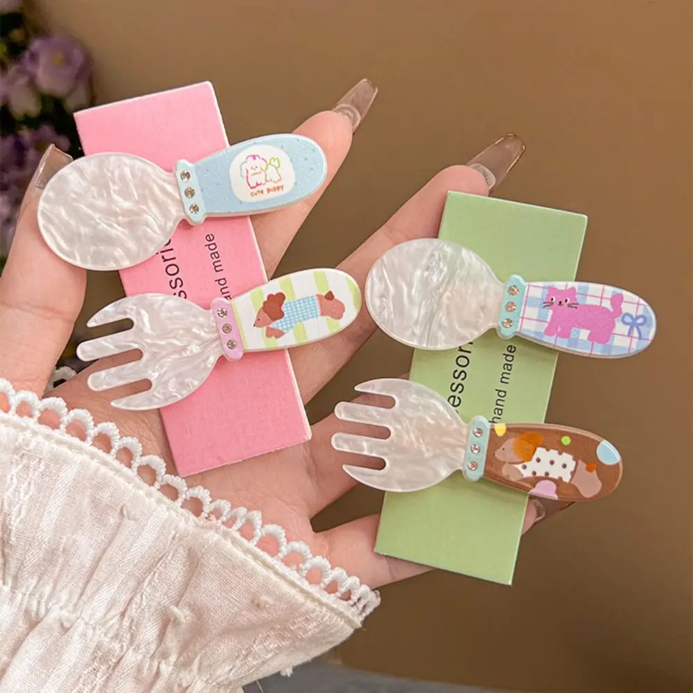 Милая боковая заколка милая Заколка-ложка вилка зажим для кошек собак щенков