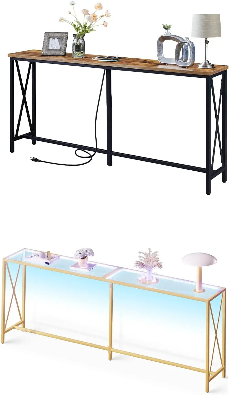 

Inch Console Table with 2 Outlet and 2 USB Ports and 70 Inch Console Table with LED Light Strips