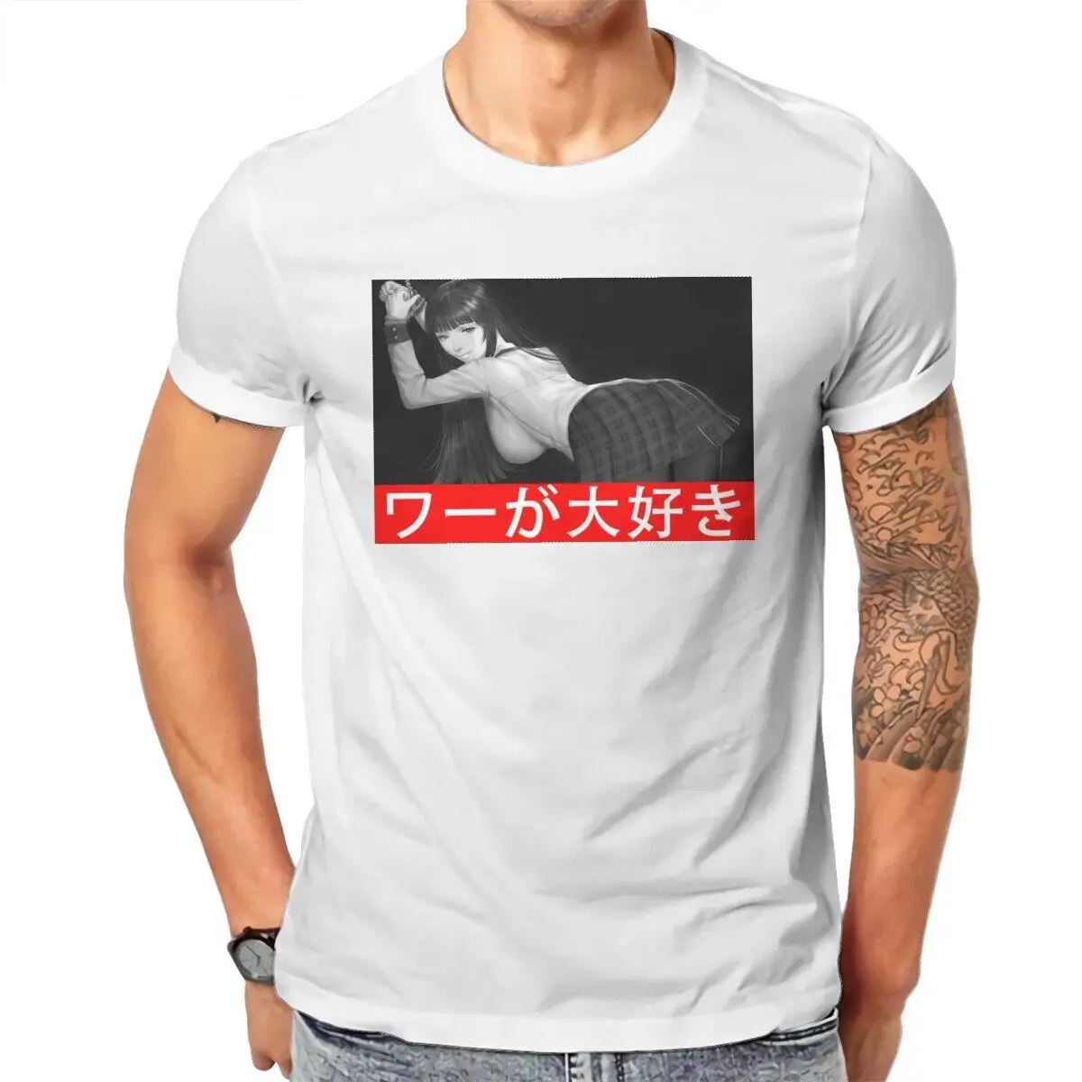 Men T-Shirts Anime Kakegurui  Vintage Pure Cotton Tee Shirt Japanese Sex Jabami Yumeko T Shirt Round Collar Tops Graphic Printed