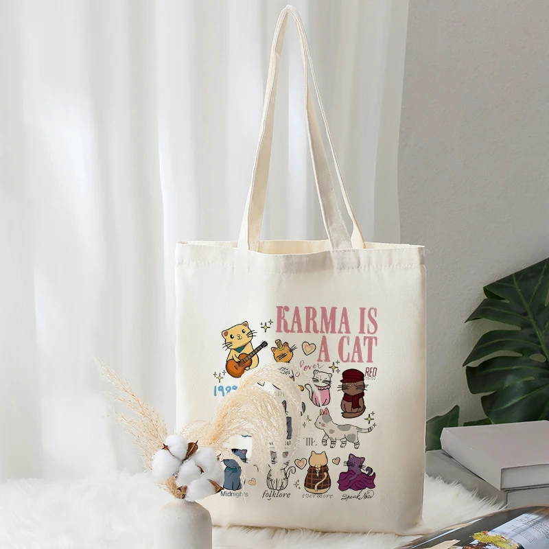 Swifitie Karma Is a Cat Pattern Сумки-тоут для женщин Складная большая летняя дорожная сумка