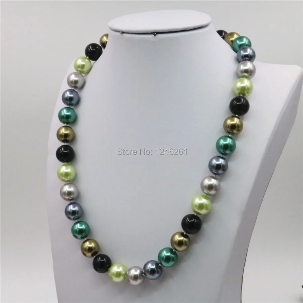

12mm Natural Multicolor Seashell Pearl Round Beads Necklace Chain Girls Christmas Gifts Women Jewelry Making Accessories Crafts