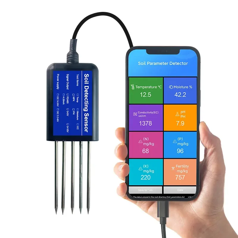 Фото 2026 TR-300 8-в-1 Измеритель влажности почвы RS485 PH EC Соленость NPK Температура 0.1 для сельского хозяйства, растений, агропромышленных предприятий №3