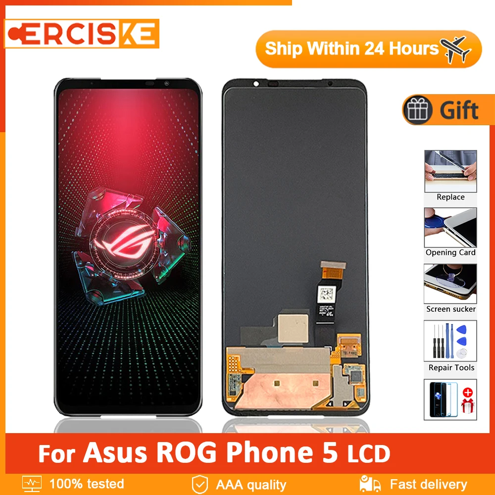 

6.78" Original AMOLED For Asus ROG Phone 5 LCD Display Touch Screen Digitizer Assembly Panel For ASUS ZS673KS 1B048IN I005DA LCD