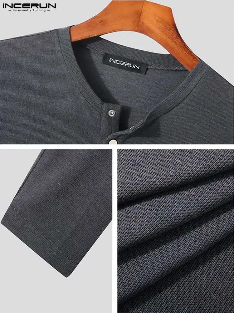 Sexy Fashion New Men's Rompers INCERUN 2022 Solid All-match Multi Buttonhole Bodysuit Comfortable Male Long Sleeve Rompers S-5XL