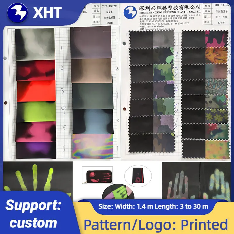 30x135 см Индивидуальная Термочувствительная кожаная ткань, меняющая цвет, экологически чистая кожаная ткань