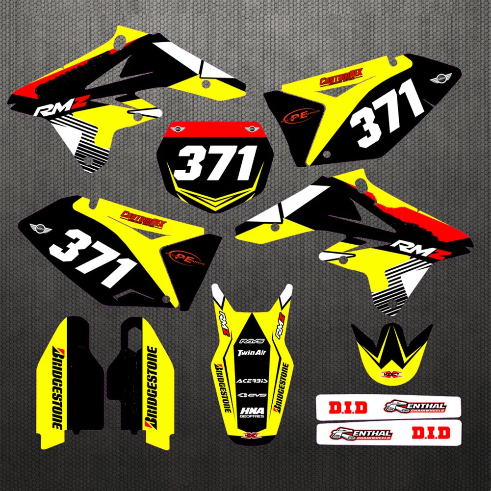 Для SUZUKI 250 RMZ 2009-2007 Графический фон для мотокросса наклейки Наборы наклеек RMZ250 RM250Z