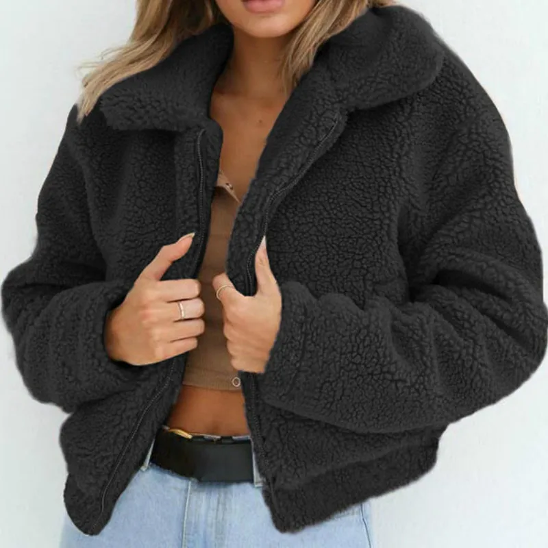 Autumn and Winter Elegant Short Ladies Faux Fur Coat 2023 New Warm Soft Casual Loose Zipper Coat Ladies Jacket