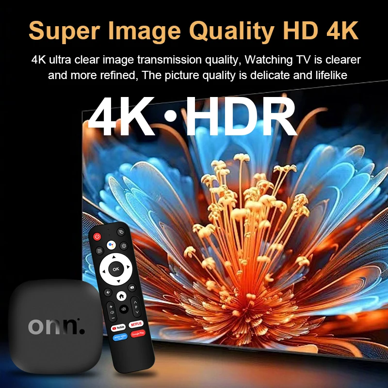 ТВ-приставка ONN Smart TV Box на Android 13, ONN Allwinner H313, Mali-G31, с поддержкой голосового управления (art.: 3920dc515a489) - 3920dc515a489