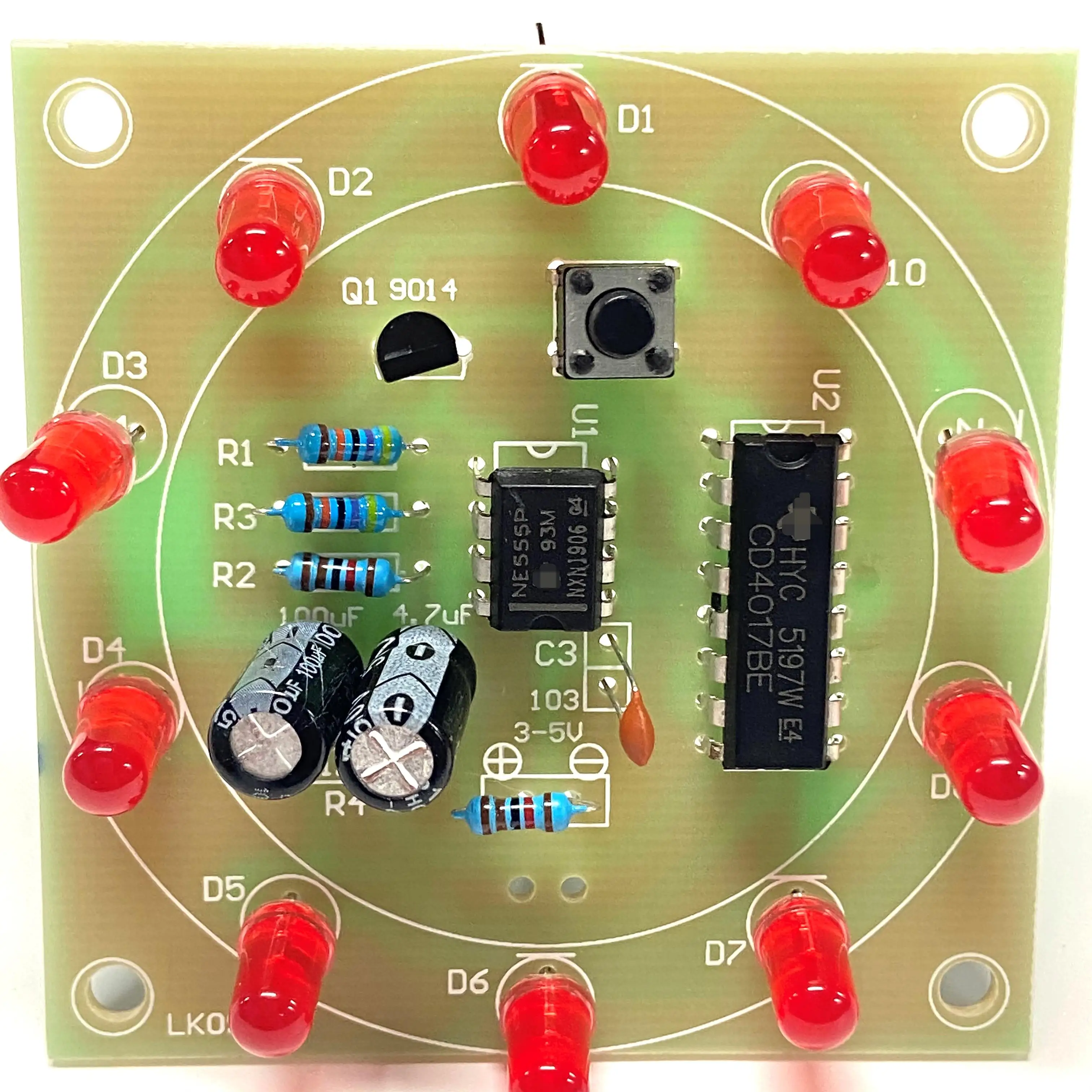 

1PCS Lucky Rotary Suite Electronic Suite NE555 CD4017 Self DIY LED Light Kits Production Parts And Components 3-5V
