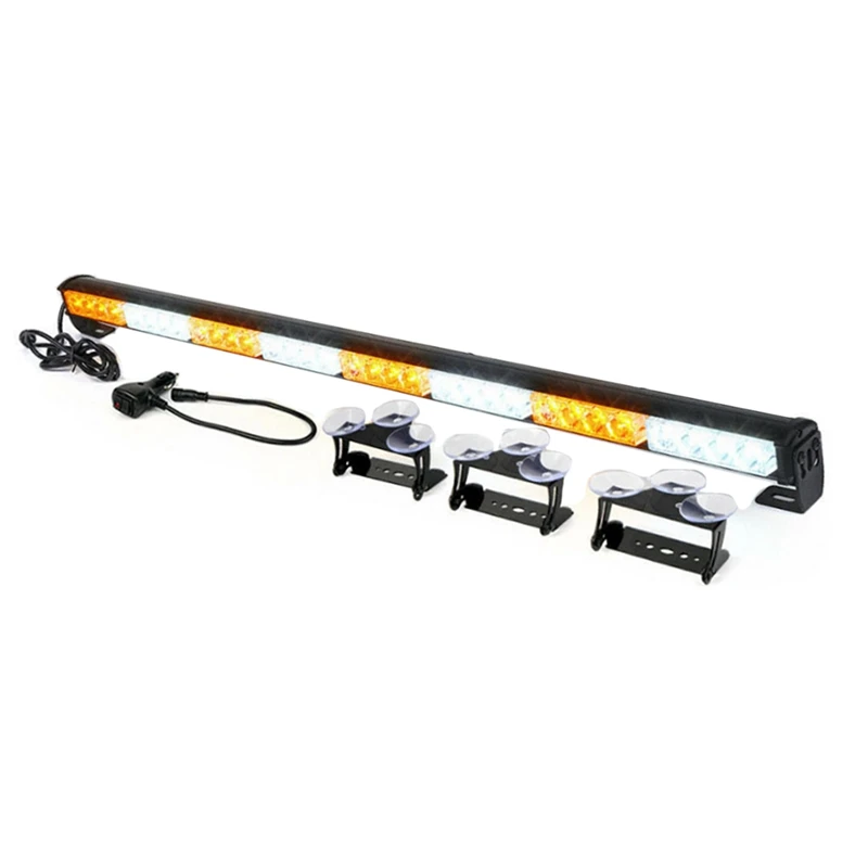 

33.07 Inch 13 Flash Patterns 32 LED Emergency Strobe Light Bar Directional Flashing LED Safety Lights (Yellow/White)