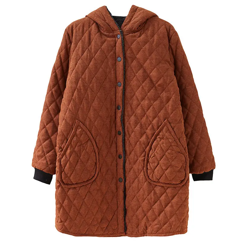 Winter Parkas Chaqueta Oversized Casual Cotton Padded Quilted Velvet Thickening Cold-Proof Soft Hooded Coat Women's Jackets 2022