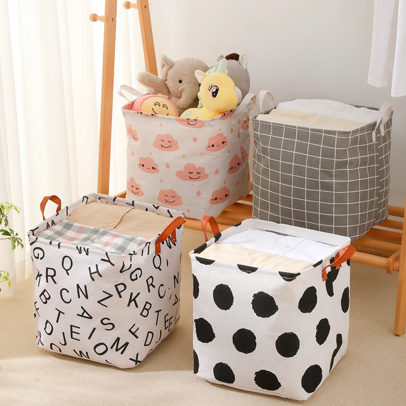 

Cotton Linen Storage Organizer for Cosmetics Waterproof Storage Basket Organizers Laundry Rack Bedside Table Container Box Toy