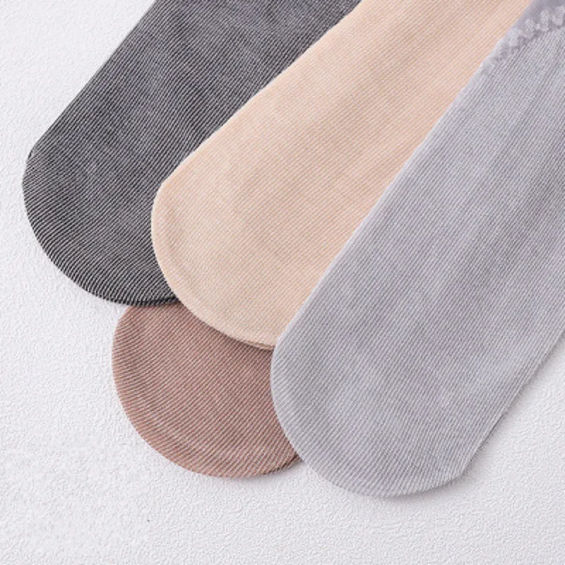 1/10Pair Spring Summer Women Soft Socks Casual Non-Slip Bottom Splice Fashion Transparent Ladies Girls Thin Silk Sock