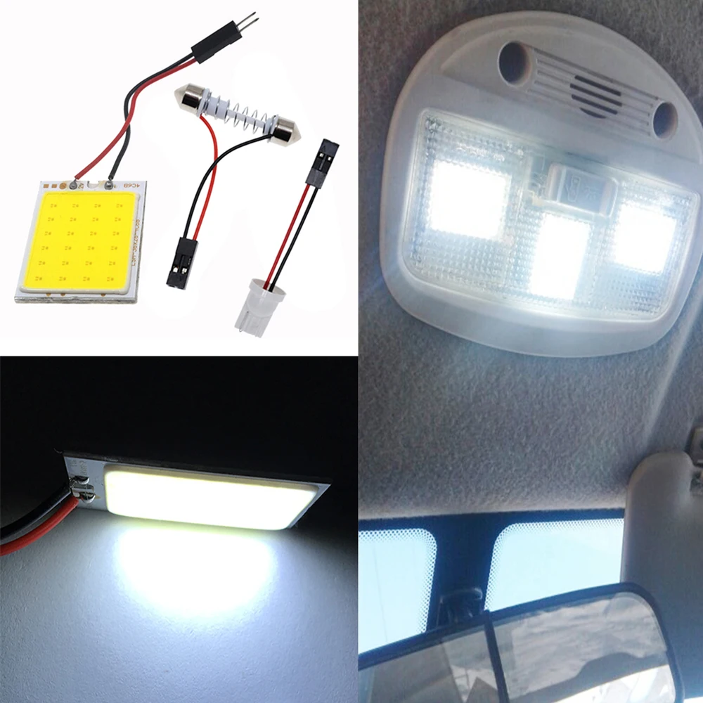 1X Auto Car Interior Reading Universal Accessories Led T10 BA9S COB W5W C5W 24/36/48Leds Options Lamps Ceiling Lights Dome Lamp