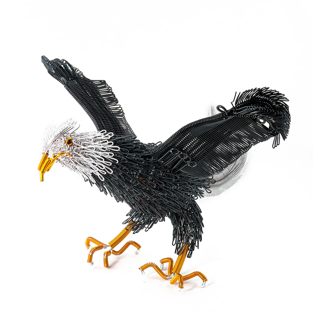 

1PC Metal Wire Braided Eagle Model Ornaments Chinese Folk Aluminum Wire Handicrafts Home Decoration Accessories