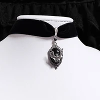 diablo series punk classic retro alloy small bat black gemstone pendant necklace pure goddess necklace jewelry